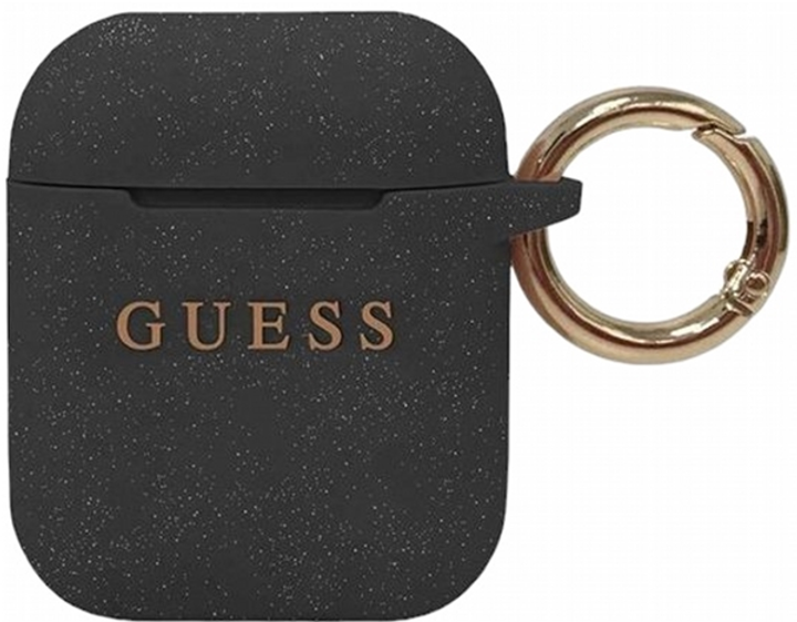 Etui CG Mobile Guess Silicone Glitter GUACCSILGLBK do AirPods 1 / 2 Czarny (3700740463796) - obraz 1