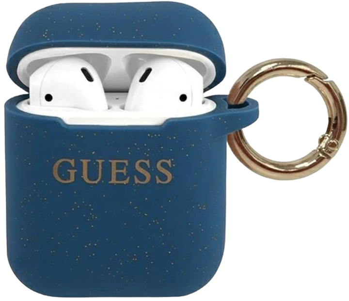 Чохол CG Mobile Guess Silicone Glitter GUACCSILGLBL для AirPods 1 / 2 Blue (3700740494424) - зображення 1