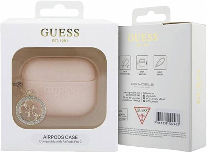 Etui CG Mobile Guess 3D Rubber 4G Diamond Charm GUAP23DSLGHDP do AirPods Pro 2 Różowy (3666339171285) - obraz 3