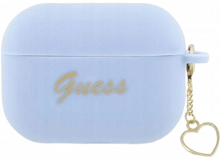 Etui CG Mobile Guess Silicone Charm Heart Collection GUAP2LSCHSB do AirPods Pro 2 Niebieski (3666339111007) - obraz 1