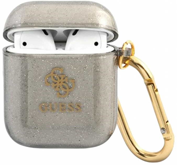 Etui CG Mobile Guess Glitter Collection GUA2UCG4GK do AirPods 1 / 2 Czarny (3666339009847) - obraz 1