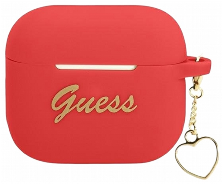 Etui CG Mobile Guess Silicone Charm Heart Collection GUA3LSCHSR do AirPods 3 Czerwony (3666339039110) - obraz 1