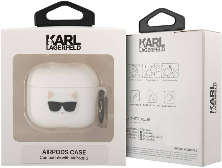 Etui CG Mobile Karl Lagerfeld Silicone Choupette KLACA3SILCHWH do AirPods 3 Biały (3666339009373) - obraz 2