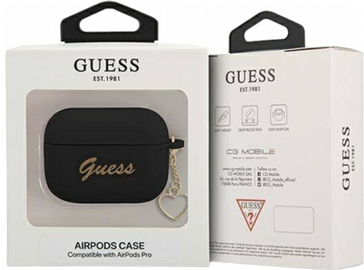 Чохол CG Mobile Guess Silicone Charm Heart Collection GUAPLSCHSK для AirPods Pro Black (3666339038984) - зображення 3