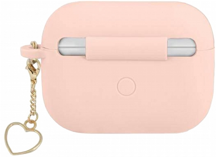 Etui CG Mobile Guess Silicone Charm Heart Collection GUAPLSCHSP do AirPods Pro Różowy (3666339039011) - obraz 3