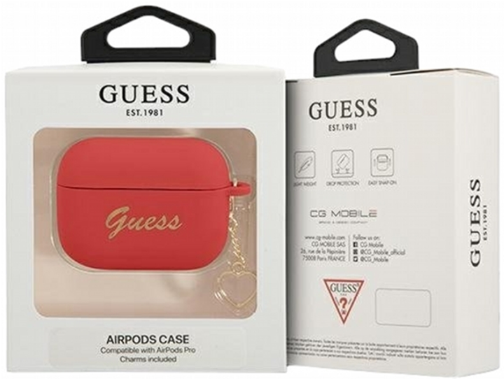 Etui CG Mobile Guess Silicone Charm Heart Collection GUAPLSCHSR do AirPods Pro Czerwony (3666339039103) - obraz 3