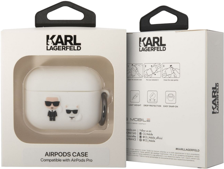 Чохол CG Mobile Karl Lagerfeld Silicone Karl & Choupette KLACAPSILKCW для Apple AirPods Pro White (3666339088200) - зображення 3