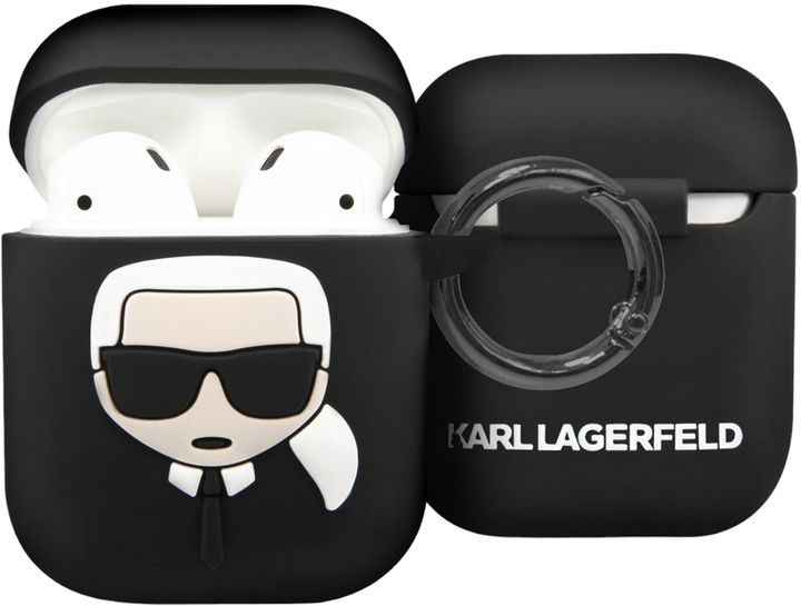 Чохол CG Mobile Karl Lagerfeld Silicone Ikonik KLACCSILKHBK для Apple AirPods 1 / 2 Black (3700740463789) - зображення 2