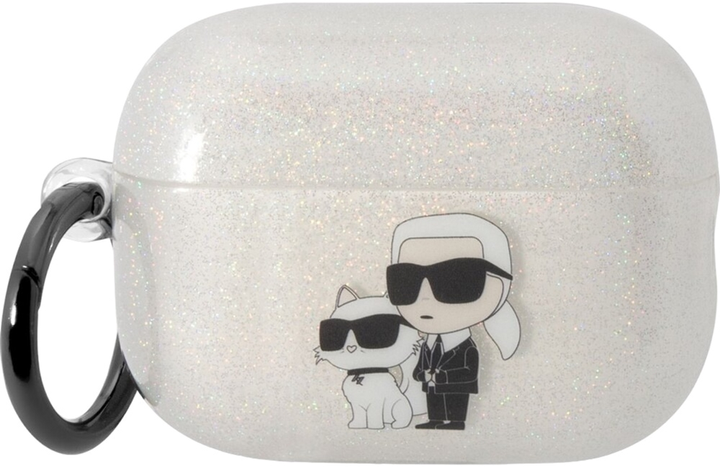 Чохол CG Mobile Karl Lagerfeld Glitter Karl & Choupette KLAP2HNKCTGT для Apple AirPods Pro 2 White (3666339099336) - зображення 1