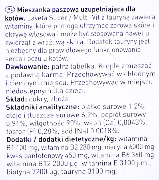 Witaminy dla kotów Beaphar Laveta super multiwitamina i tauryna w płynie 50 ml (8711231124985) - obraz 3
