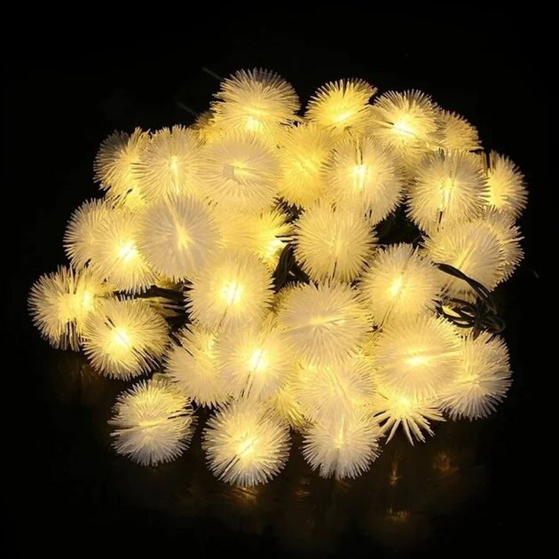 Светодиодная уличная гирлянда "Пушистики" 40 LED, 7м + переходник, 220V, IP44 Теплый белый - изображение 5