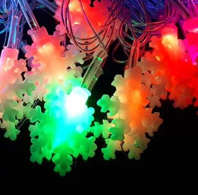 Світлодіодна новорічна гірлянда "Сніжинки" 20 LED, 5м + перехідник, 220V, IP44 - Фото 2 Світлодіодна новорічна гірлянда "Сніжинки" 20 LED, 5м + перехідник, 220V, IP44 - зображення 2