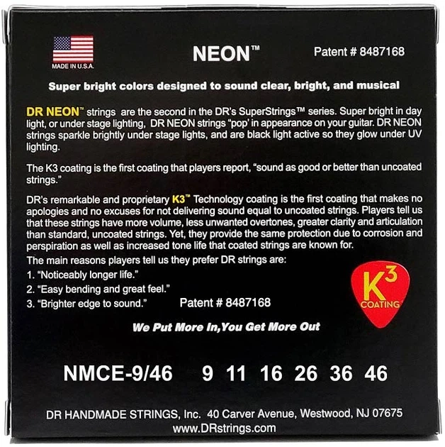 Струны для электрогитары DR STRINGS NEON MULTI-COLOR ELECTRIC - LIGHT HEAVY (9-46) - Фото 3 Струны для электрогитары DR STRINGS NEON MULTI-COLOR ELECTRIC - LIGHT HEAVY (9-46) - изображение 3