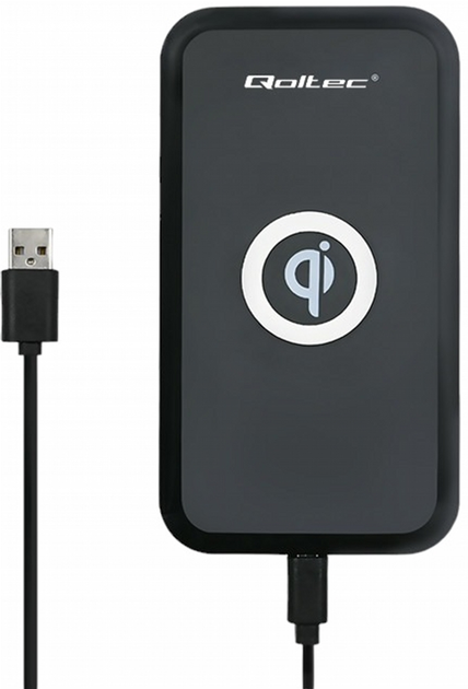 Bezprzewodowa ładowarka indukcyjna Qoltec 10 W Qualcomm Quick Charge 3.0 Czarny (5901878518435) - obraz 1