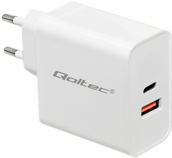 Ładowarka sieciowa Qoltec 63 W USB Type-C + USB Biały (5901878517155) - obraz 1