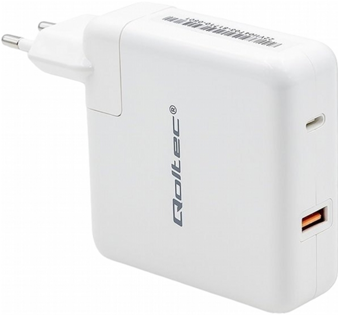 Зарядний пристрій Qoltec GaN FAST 108 W USB C White (5901878517100) - зображення 1