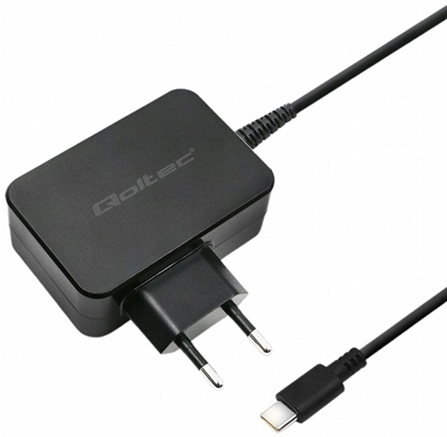 Мережевий зарядний пристрій Qoltec 65 W USB Type-C Black (5901878510248) - зображення 1