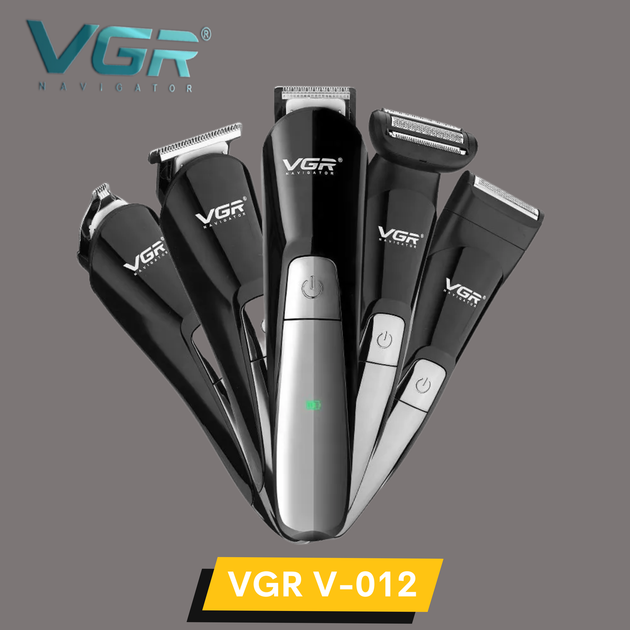 Аккумуляторная машинка для стрижки волос VGR V-012 Триммер окантовочный для бороды и усов 6в1 - изображение 9
