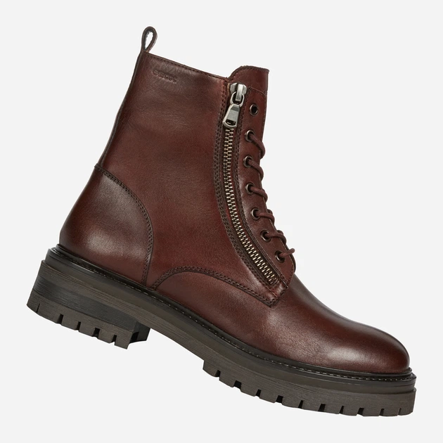 Trapery damskie skórzane na obcasie wysokie sznurowane Geox D16HRF00043-C7005 36 23.4 cm Brązowe (8050036418104) - obraz 3