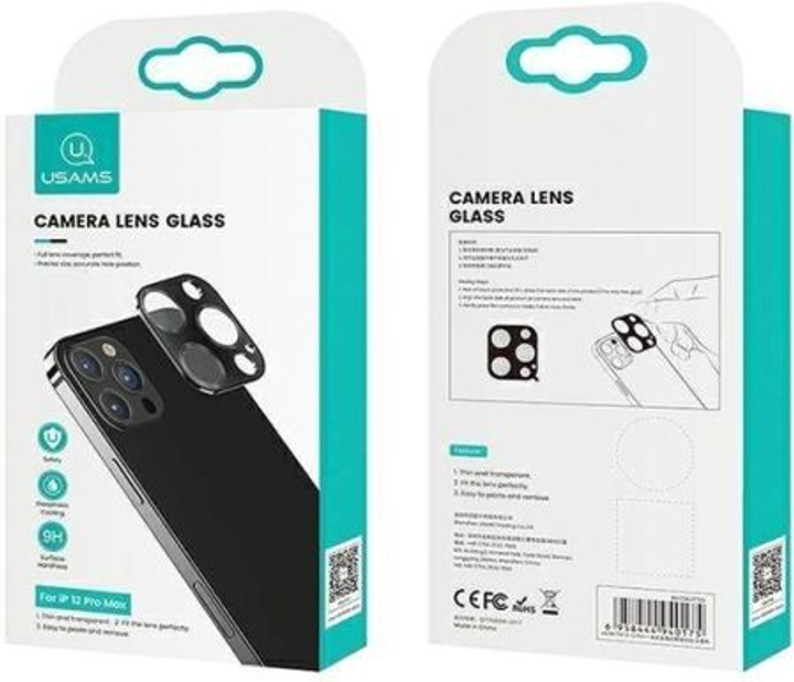 Zestaw szkieł hartowanych USAMS Camera Lens Glass do aparatu iPhone 12 mini metal czarny (6958444940212) - obraz 1