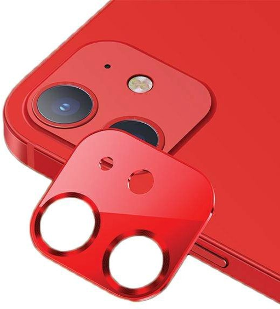 Комплект захисних стекол USAMS Camera Lens Glass для камери iPhone 12 mini metal червоний (6958444940236) - зображення 1
