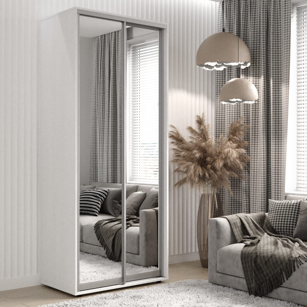 Шкаф-купе Viant Light1 Зеркало/Зеркало 900х600x2200 мм Белый – фото ...