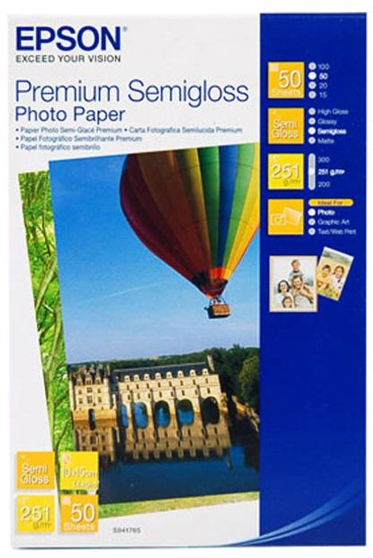 Фотопапір Epson Premium Semigloss Photo Paper 10x15 cm 50 шт (10343605169) - зображення 1
