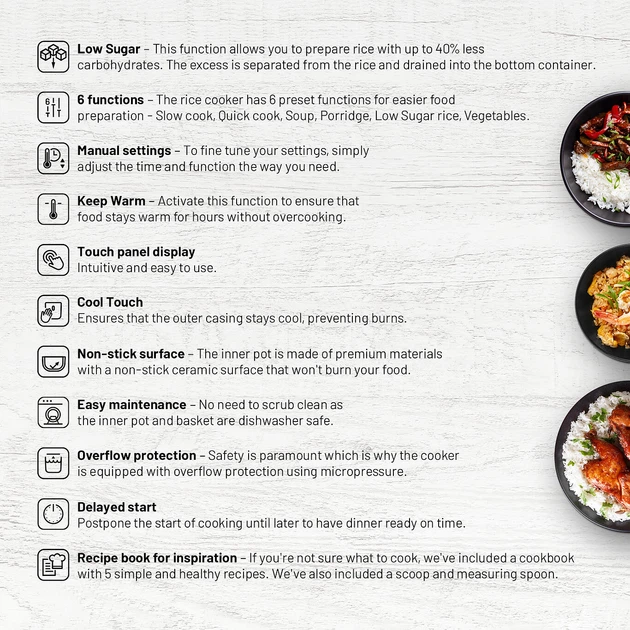 Urządzenie do gotowania ryżu Lauben Low Sugar Rice Cooker 3000AT - obraz 14