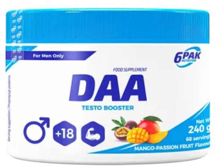 Booster testosteronu 6PAK Nutrition DAA 240 g Jar Mango-Marakuja (5902811815390) - obraz 1