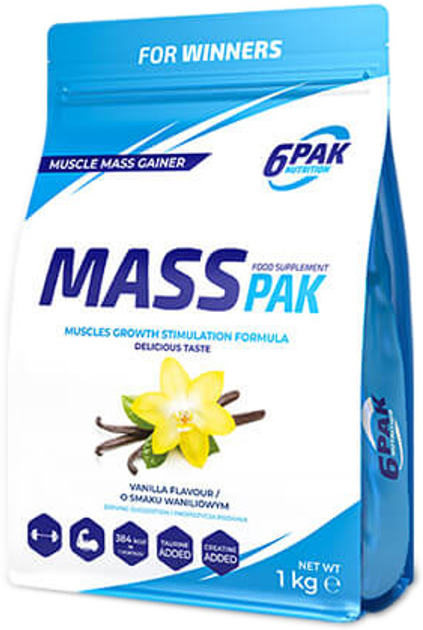 Gainer 6PAK Nutrition Mass Pak 1000 g Vanilla (5902811813488) - obraz 1