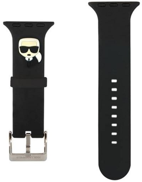 Pasek Karl Lagerfeld Silicone Karl Heads KLAWLSLKK do Apple Watch Series 1/2/3/4/5/6/7/8/SE/SE2/Ultra 42-45 mm Czarny (3666339031619) - obraz 2
