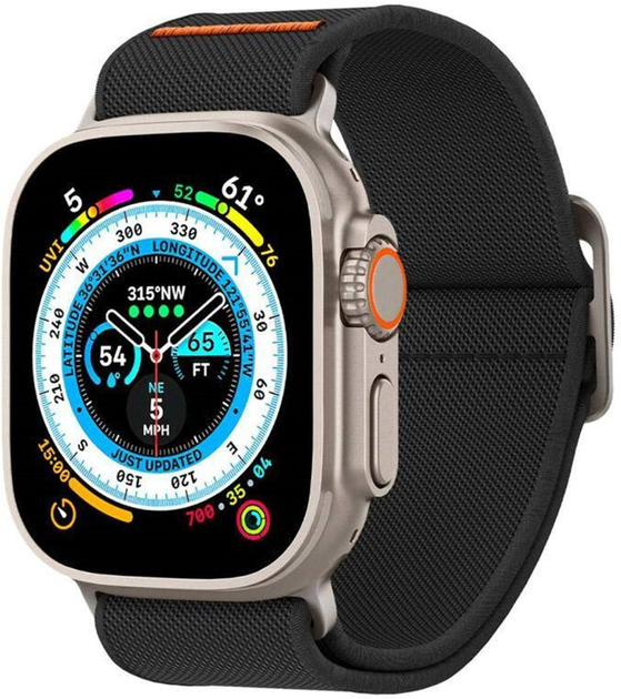 Pasek Spigen Fit Lite Ultra AMP05983 do Apple Watch Series 1/2/3/4/5/6/7/8/SE/Ultra 42-49 mm Czarny (8809896743365) - obraz 1