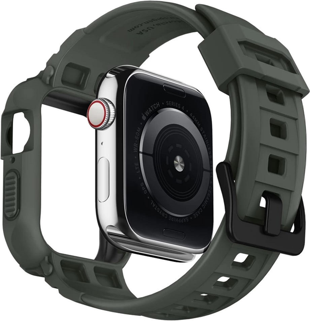 Pasek z etui Spigen Rugged Armor Pro 062CS26016 do Apple Watch Series 4/5/6/7/8/9/SE/SE2 44-45 mm Zielony (8809640254222) - obraz 4