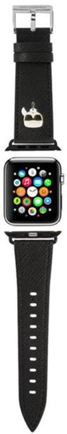 Pasek Karl Lagerfeld Saffiano Karl Heads KLAWMOKHK do Apple Watch Series 1/2/3/4/5/6/7/SE 38-41 mm Czarny (3666339033712) - obraz 1