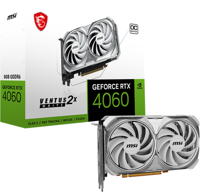 Видеокарта MSI PCI-Ex GeForce RTX 4060 Ventus 2X WHITE 8G OC 8GB GDDR6 (128bit) (2505/17000) (HDMI, 3 x DisplayPort) (RTX 4060 VENTUS 2X WHITE 8G OC) - изображение 5