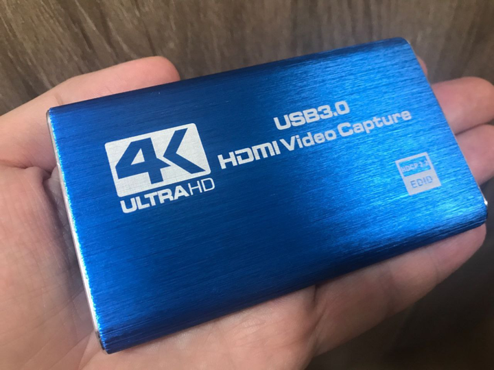 Внешняя карта видеозахвата 4K HDMI в USB 3.0 Blue с микрофонным входом и выходом на наушники, устройство видео оцифровки ( 4K HDMI Video Capture USB3.0 AY02 ) - изображение 4