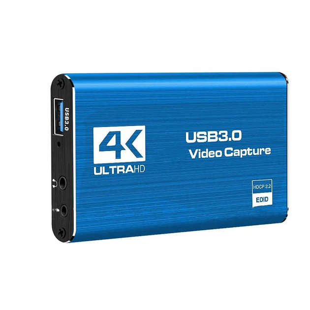 Внешняя карта видеозахвата 4K HDMI в USB 3.0 Blue с микрофонным входом и выходом на наушники, устройство видео оцифровки ( 4K HDMI Video Capture USB3.0 AY02 ) - изображение 6