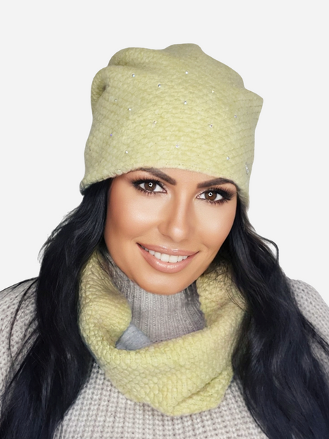 Комплект жіночий шапка + хомут Kamea K.21.271.25 54-60 Жовтий (5903246748413) - зображення 1