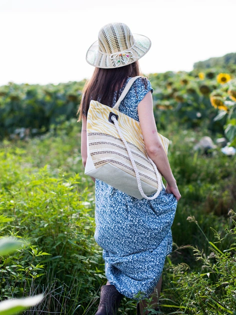 Torebka shopper z kapeluszem Art Of Polo Tr22102-1 Biały/Jasnożółty (5902021186440) - obraz 4