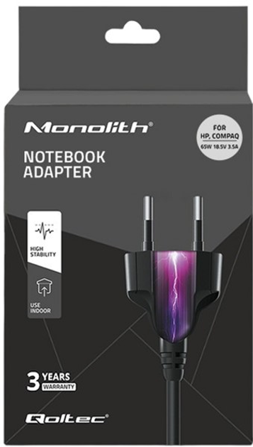 Zasilacz Qoltec do laptopów HP 65W 18.5V 3.5A 4.8x1.7 mm + kabel zasilający 1.37 m (5901878500720) - obraz 4