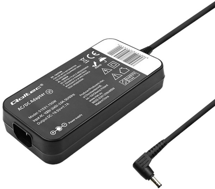 Zasilacz Qoltec do laptopów Asus 150W 19.5V 7.7A 5.5x2.5 mm + kabel zasilający 1.45 m (5901878515311) - obraz 2