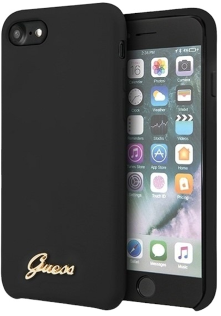 Etui Guess Silicone Vintage Gold Logo do Apple iPhone 7/8/SE 2020/SE 2022 Black (3700740475713) - obraz 1