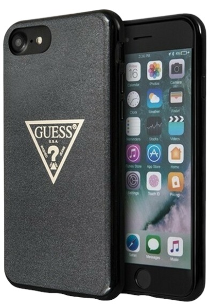 Панель Guess Glitter Triangle для Apple iPhone 7/8/SE 2020/SE 2022 Чорна (3700740448182) - зображення 1