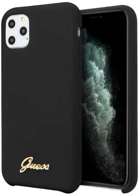 Etui Guess Silicone Vintage Gold Logo do Apple iPhone 11 Pro Black (3700740471807) - obraz 1