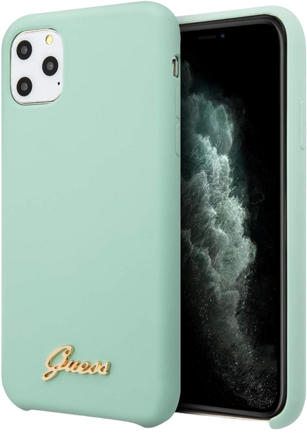 Панель Guess Silicone Vintage Gold Logo для Apple iPhone 11 Pro Зелена (3700740471869) - зображення 1