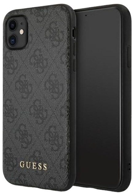 Etui Guess 4G Metal Gold Logo do Apple iPhone 11 Grey (3700740493885) - obraz 1