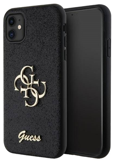 Etui Guess Glitter Script Big 4G do Apple iPhone 11 Black (3666339147266) - obraz 1