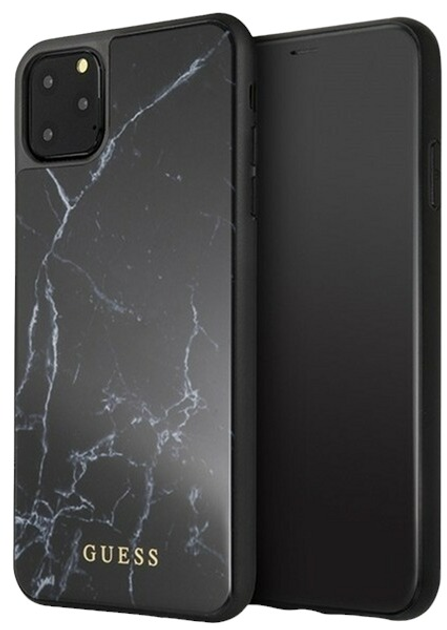 Панель Guess Marble Glass для Apple iPhone 11 Pro Max Чорний (3700740461419) - зображення 1