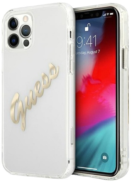 Панель Guess Vintage Script Gold для Apple iPhone 12 Pro Max Прозорий (3666339004408) - зображення 1