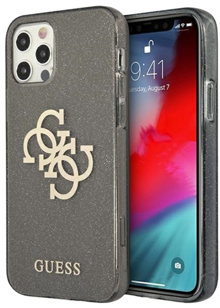 Панель Guess Glitter 4G Big Logo для Apple iPhone 12 Pro Max Чорний (3666339004859) - зображення 1